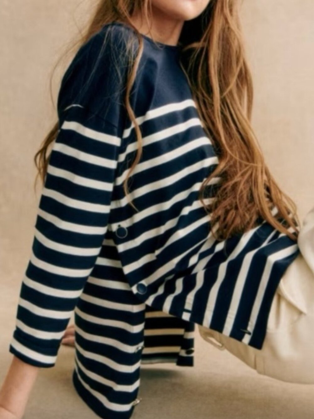 Sézane Navy and White Striped Noan Marinière Sweater - Picture 4 of 11